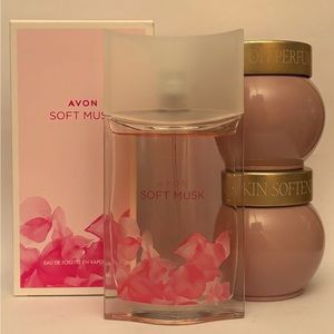 Avon Soft Musk eau de toilette spray with 2 original perfumed skin softeners